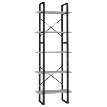 vidaXL Βιβλιοθήκη με 5 Ράφια Γκρι Σκυρ. 60x30x175cm Επεξ. Ξύλο 1 τεμ.