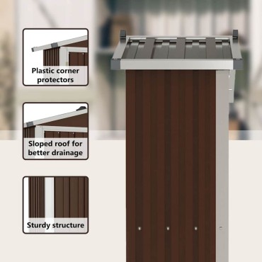 vidaXL Αποθήκη Κήπου Καφέ 116x45x175 εκ. από Γαλβανισμένο Ατσάλι