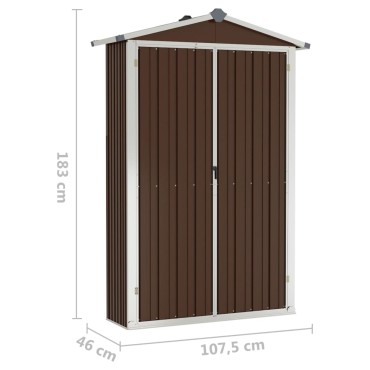 vidaXL Αποθήκη Κήπου Καφέ 116x45x175 εκ. από Γαλβανισμένο Ατσάλι
