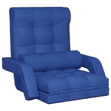 vidaXL Πολυθρόνα - Κρεβάτι Δαπέδου Πτυσσόμενη Μπλε Υφασμάτινη 52x47cm 1 τεμ.
