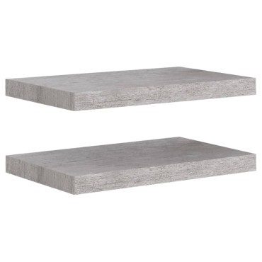 vidaXL Ράφια Τοίχου 2 τεμ. Γκρι Σκυροδέματος 50x23x3,8cm MDF