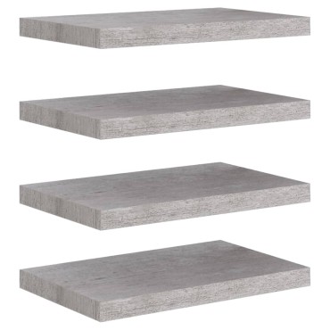 vidaXL Ράφια Τοίχου 4 τεμ. Γκρι Σκυροδέματος 50x23x3,8cm MDF