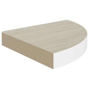 vidaXL Ράφι Τοίχου Γωνιακό Δρυς/Λευκό 25x25x3,8cm από MDF 1 τεμ.