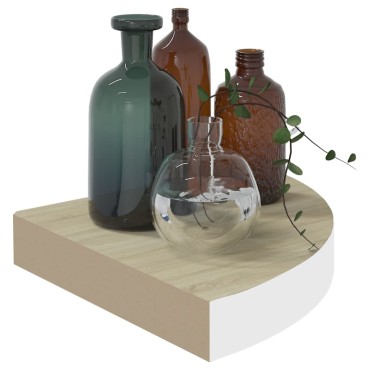 vidaXL Ράφι Τοίχου Γωνιακό Δρυς/Λευκό 25x25x3,8cm από MDF 1 τεμ.