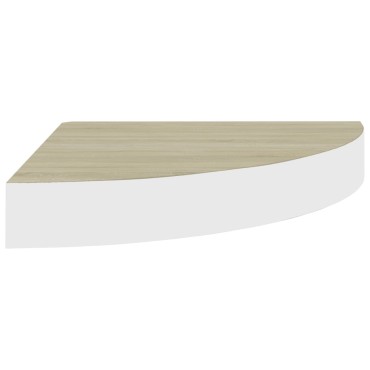 vidaXL Ράφι Τοίχου Γωνιακό Δρυς/Λευκό 25x25x3,8cm από MDF 1 τεμ.