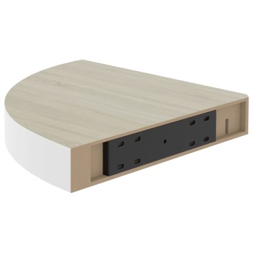 vidaXL Ράφι Τοίχου Γωνιακό Δρυς/Λευκό 25x25x3,8cm από MDF 1 τεμ.