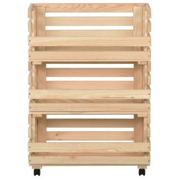 vidaXL Τρόλεϊ Λαχανικών 57x30x80cm από Μασίφ Ξύλο Πεύκου 1 τεμ.
