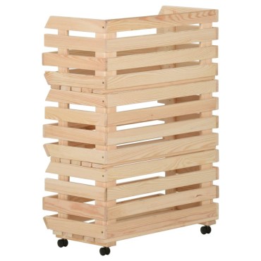 vidaXL Τρόλεϊ Λαχανικών 57x30x80cm από Μασίφ Ξύλο Πεύκου 1 τεμ.