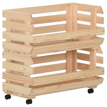 vidaXL Τρόλεϊ Λαχανικών 57x30x80cm από Μασίφ Ξύλο Πεύκου 1 τεμ.