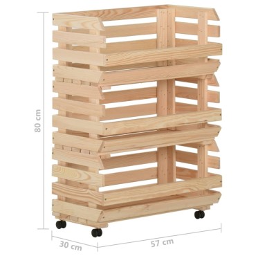 vidaXL Τρόλεϊ Λαχανικών 57x30x80cm από Μασίφ Ξύλο Πεύκου 1 τεμ.