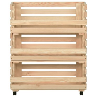 vidaXL Τρόλεϊ Λαχανικών 77x30x80cm από Μασίφ Ξύλο Πεύκου 1 τεμ.