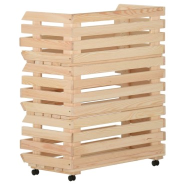 vidaXL Τρόλεϊ Λαχανικών 77x30x80cm από Μασίφ Ξύλο Πεύκου 1 τεμ.