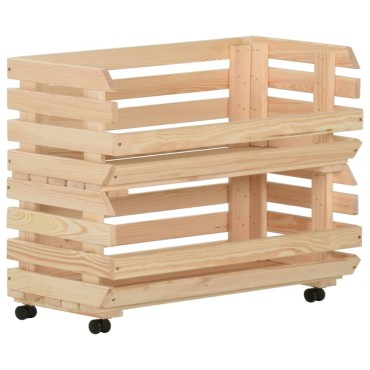 vidaXL Τρόλεϊ Λαχανικών 77x30x80cm από Μασίφ Ξύλο Πεύκου 1 τεμ.