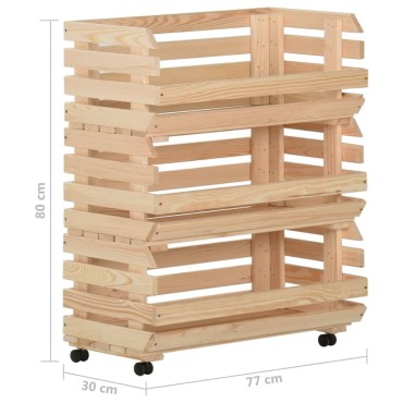vidaXL Τρόλεϊ Λαχανικών 77x30x80cm από Μασίφ Ξύλο Πεύκου 1 τεμ.