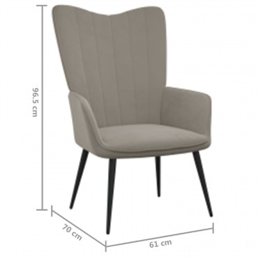 vidaXL Πολυθρόνα Relax Ανοιχτό Γκρι Βελούδινη 61x70x96,5cm 1 τεμ.