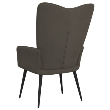 vidaXL Πολυθρόνα Relax Σκούρο Γκρι Βελούδινη 61x70x96,5cm 1 τεμ.