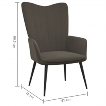 vidaXL Πολυθρόνα Relax Σκούρο Γκρι Βελούδινη 61x70x96,5cm 1 τεμ.