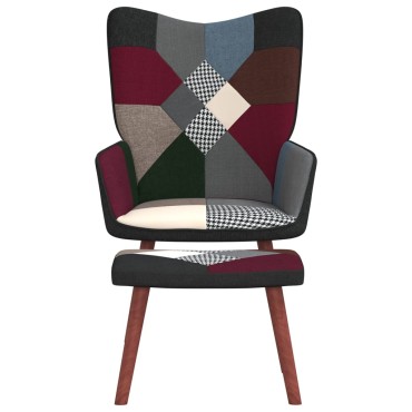 vidaXL Πολυθρόνα Relax Σχέδιο Patchwork Υφασμάτινη με Σκαμπό 61,5x69x95,5cm 1 τεμ.