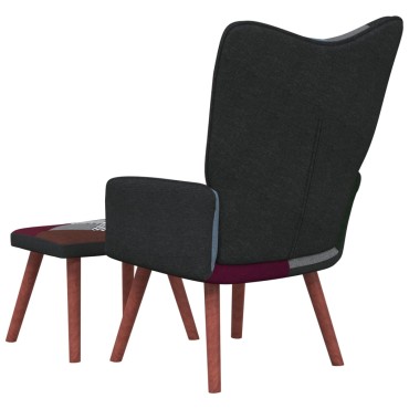 vidaXL Πολυθρόνα Relax Σχέδιο Patchwork Υφασμάτινη με Σκαμπό 61,5x69x95,5cm 1 τεμ.
