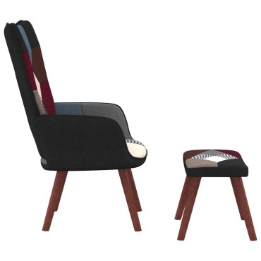 vidaXL Πολυθρόνα Relax Σχέδιο Patchwork Υφασμάτινη με Σκαμπό 61,5x69x95,5cm 1 τεμ.