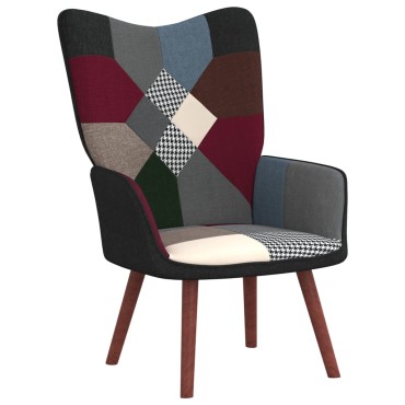 vidaXL Πολυθρόνα Relax Σχέδιο Patchwork Υφασμάτινη με Σκαμπό 61,5x69x95,5cm 1 τεμ.