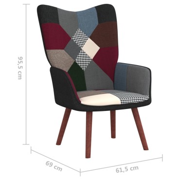 vidaXL Πολυθρόνα Relax Σχέδιο Patchwork Υφασμάτινη με Σκαμπό 61,5x69x95,5cm 1 τεμ.