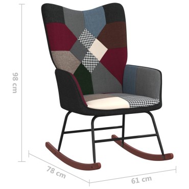 vidaXL Πολυθρόνα Κουνιστή Σχέδιο Patchwork Υφασμάτινη 61x78x98cm 1 τεμ.