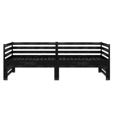 vidaXL Καναπές Κρεβάτι Μαύρος 2 x (90 x 200) εκ. από Μασίφ Ξύλο Πεύκου