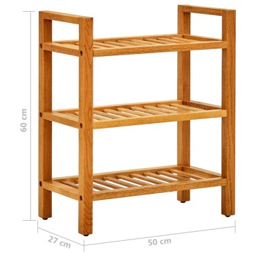vidaXL Παπουτσοθήκη με 3 Ράφια 50x27x60cm από Μασίφ Ξύλο Δρυός