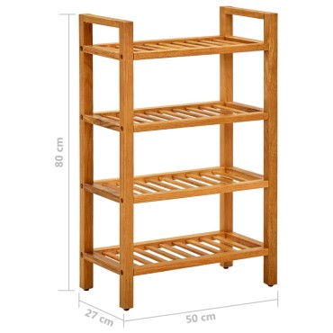 vidaXL Παπουτσοθήκη με 4 Ράφια 50x27x80cm από Μασίφ Ξύλο Δρυός