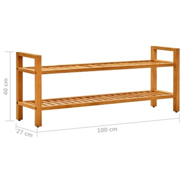vidaXL Παπουτσοθήκη με 2 Ράφια 100x27x40cm από Μασίφ Ξύλο Δρυός