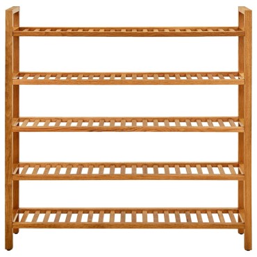 vidaXL Παπουτσοθήκη με 5 Ράφια 100x27x100cm από Μασίφ Ξύλο Δρυός