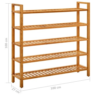 vidaXL Παπουτσοθήκη με 5 Ράφια 100x27x100cm από Μασίφ Ξύλο Δρυός