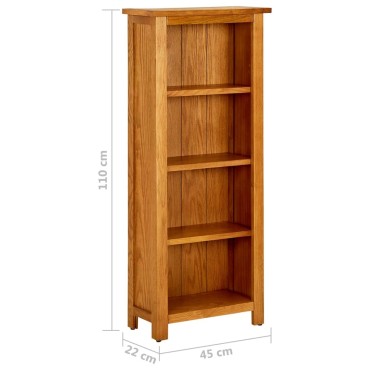 vidaXL Βιβλιοθήκη με 4 Επίπεδα 45x22x110cm από Μασίφ Ξύλο Δρυός 1 τεμ.