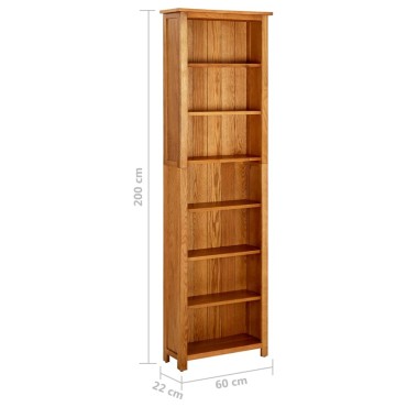 vidaXL Βιβλιοθήκη με 7 Επίπεδα 60x22x200cm από Μασίφ Ξύλο Δρυός 1 τεμ.