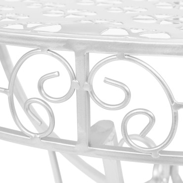 vidaXL Τραπέζι Βοηθητικό Ημικυκλικό Vintage Ασημί 72x36x74cm Μέταλλο 1 τεμ.