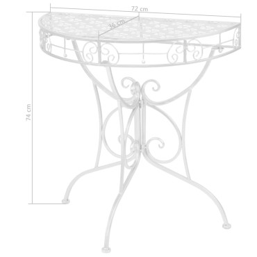 vidaXL Τραπέζι Βοηθητικό Ημικυκλικό Vintage Ασημί 72x36x74cm Μέταλλο 1 τεμ.