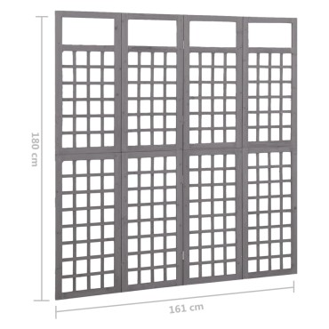 vidaXL Διαχωρ. Δωματίου/Καφασωτό 4 Πάνελ Γκρι 161x180cm Ξύλο Ελάτης