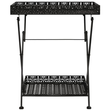 vidaXL Τραπεζάκι Πτυσσόμενο Vintage Μαύρο 58x35x72cm Μεταλλικό 1 τεμ.