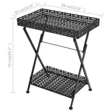 vidaXL Τραπεζάκι Πτυσσόμενο Vintage Μαύρο 58x35x72cm Μεταλλικό 1 τεμ.