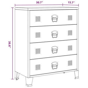vidaXL Συρταριέρα με Βιομηχανικό Στιλ Μαύρη 78x40x93cm Μεταλλική 1 τεμ.