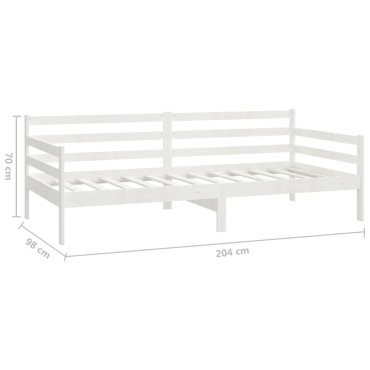 vidaXL Καναπές Κρεβάτι Λευκός 90x200cm από Μασίφ Ξύλο Πεύκου 1 τεμ. - Μονό