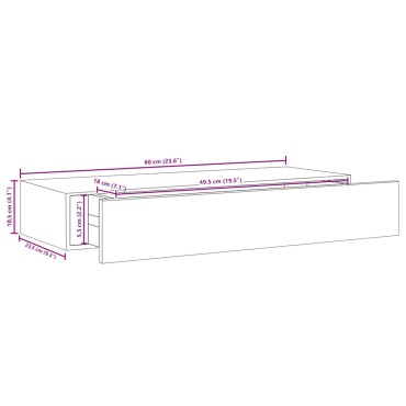 vidaXL Ράφια Τοίχου με Συρτάρια 2 τεμ. Μαύρα 60x23,5x10cm από MDF