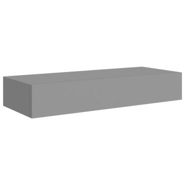 vidaXL Ράφι Επιτοίχιο με Συρτάρι Γκρι 60x23,5x10cm από MDF 1 τεμ.