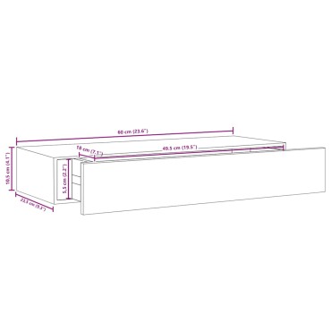 vidaXL Ράφι Επιτοίχιο με Συρτάρι Γκρι 60x23,5x10cm από MDF 1 τεμ.