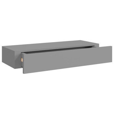 vidaXL Ράφι Επιτοίχιο με Συρτάρι Γκρι 60x23,5x10cm από MDF 1 τεμ.