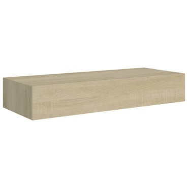vidaXL Ράφι Επιτοίχιο με Συρτάρι Χρώμα Δρυός 60x23,5x10cm από MDF 1 τεμ.