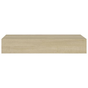 vidaXL Ράφι Επιτοίχιο με Συρτάρι Χρώμα Δρυός 60x23,5x10cm από MDF 1 τεμ.