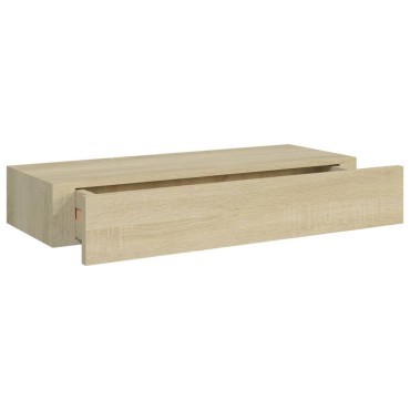 vidaXL Ράφι Επιτοίχιο με Συρτάρι Χρώμα Δρυός 60x23,5x10cm από MDF 1 τεμ.