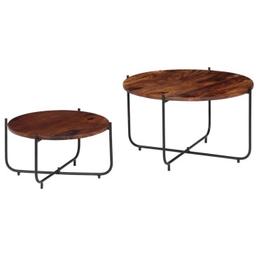 vidaXL Σετ Τραπεζάκια Σαλονιού 2 τεμ. 60x35cm Μασίφ Ξύλο Sheesham